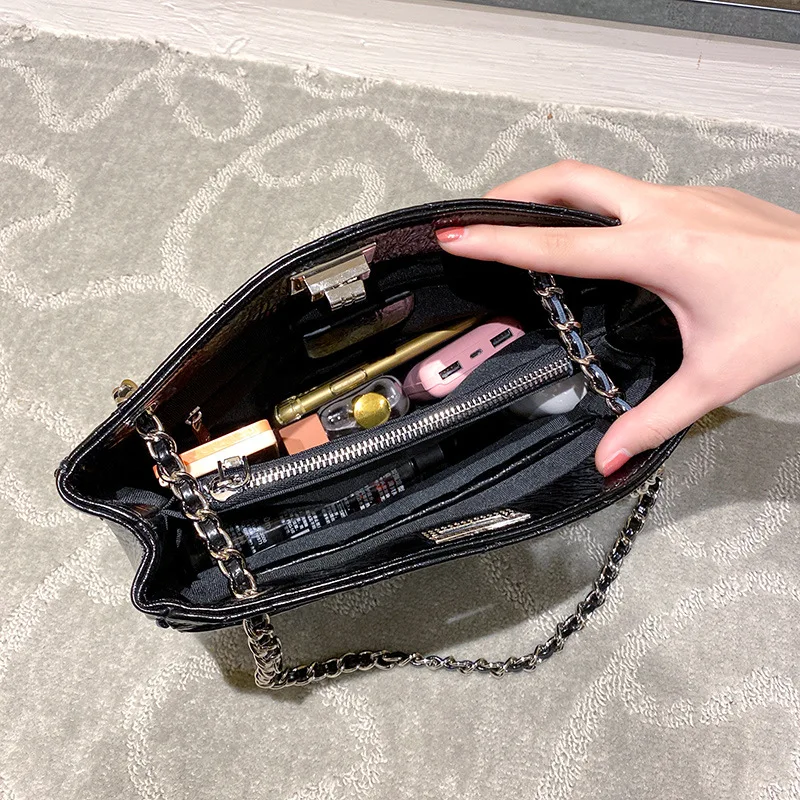 

Rhombus Chain Bag Cowhide Bag 2020 Spring And Summer New Style WOMEN'S Leather Bags Light Luxury Crossbody Bag Large Capacity