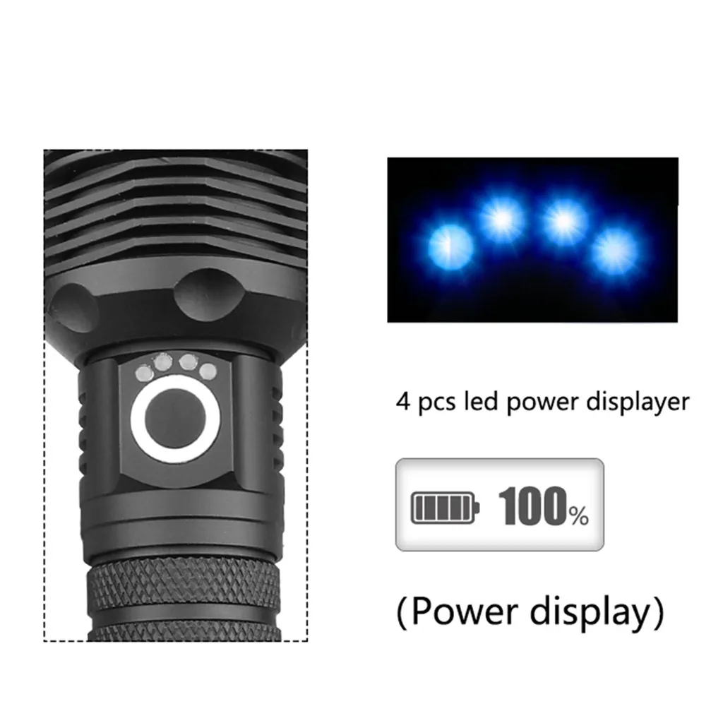 Lashlight 18650 usb ультра-яркий фонарик XHP70 usb зарядка сильное светодиодное освещение 3 режима батареи#3
