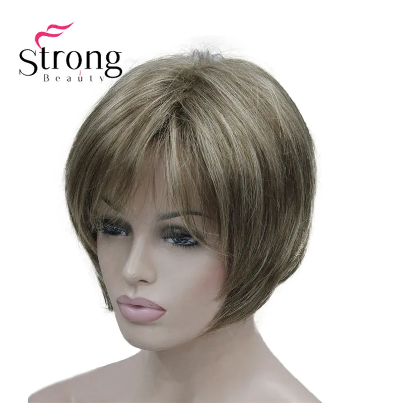 5969 #12TT26 new vogue brown with blonde highlight short straight lady's synthetic wigs (2)