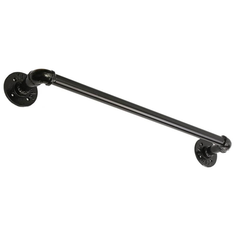 

23 Inch Retro Towel Rail Rack Shower Bathroom Industrial Iron Pipe Black Iron Towel Rail Holder Hanging Shelves