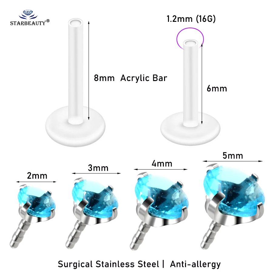 Nose Rings Piercing Jewelry Nose Studs Body Piercing Earrings Ear Piercing Jewelry Ear Studs Metal Jewelry Body Piercing Jewelry Body Jewelry 1pc 16G 2/3/4/5mm Clear Bar Nose Ring Stud Helix Tragus Piercing Oreja Labret Piercing Lip Ring Ear Earrings