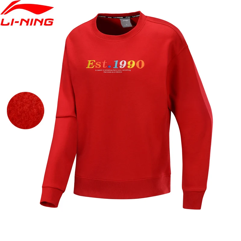 

Li-Ning Women The Trend Sweater WARM AT 64% Polyester 36% Cotton Loose Fit LiNing Sports Pullovers Tops AWDP458 WWW1073