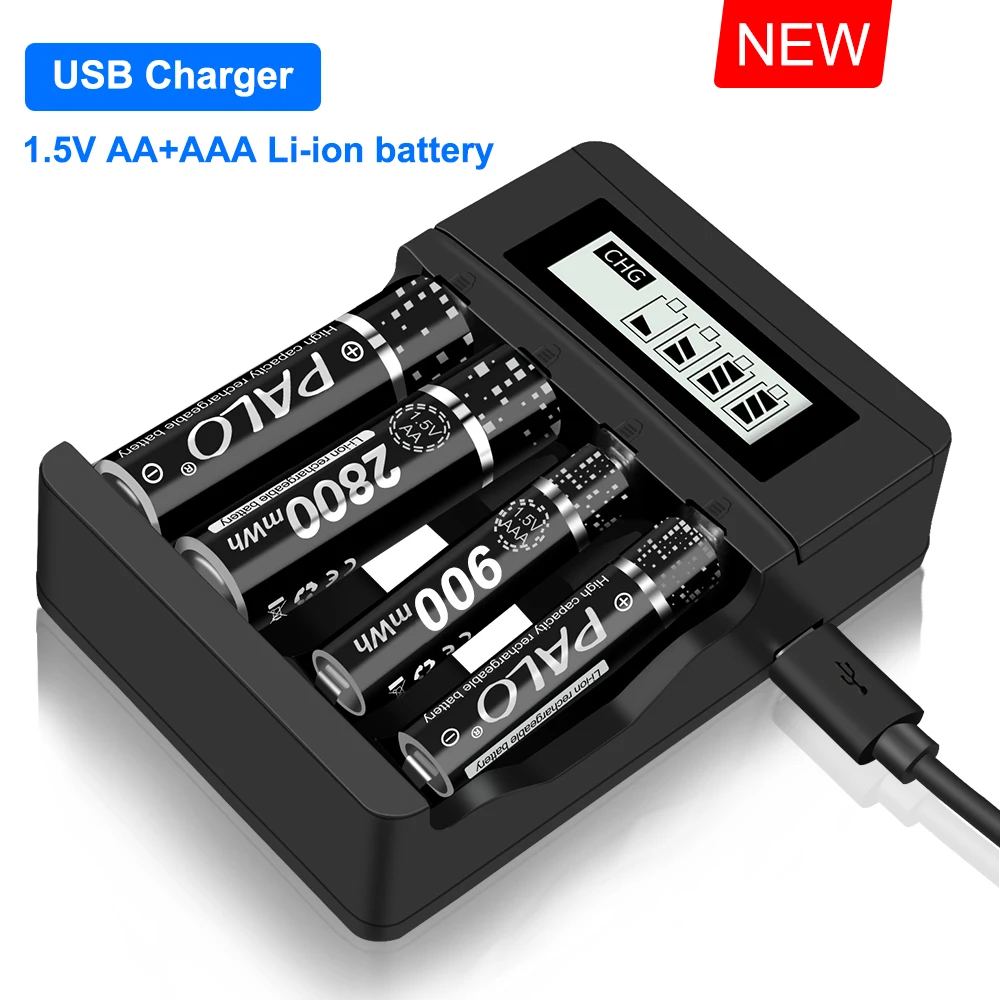 PALO новый 2800 mah 1 5 V AA Аккумуляторная батарея литий ионная аккумуляторная и