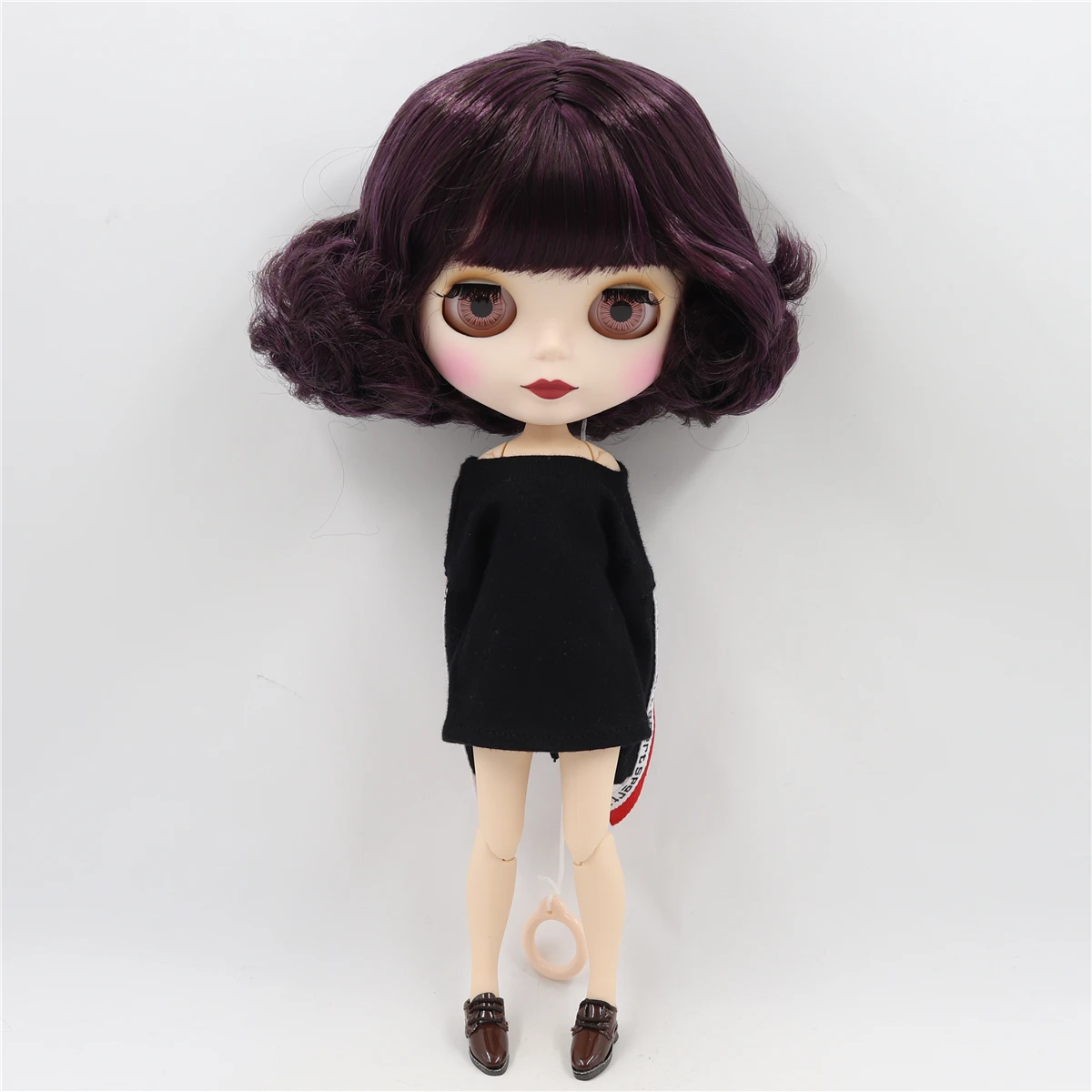 Neo Blythe Doll with Purple Hair, White Skin, Matte Cute Face & Custom Jointed Body 3