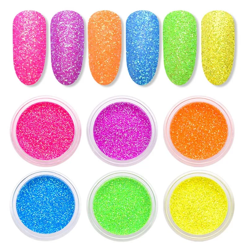 1g Fluorescent Sugar Nail Art Glitters Powder Dust Sandy Sequins Iridescent Flakies Glitter Decoration Tips Manicure SF3102 | Красота и