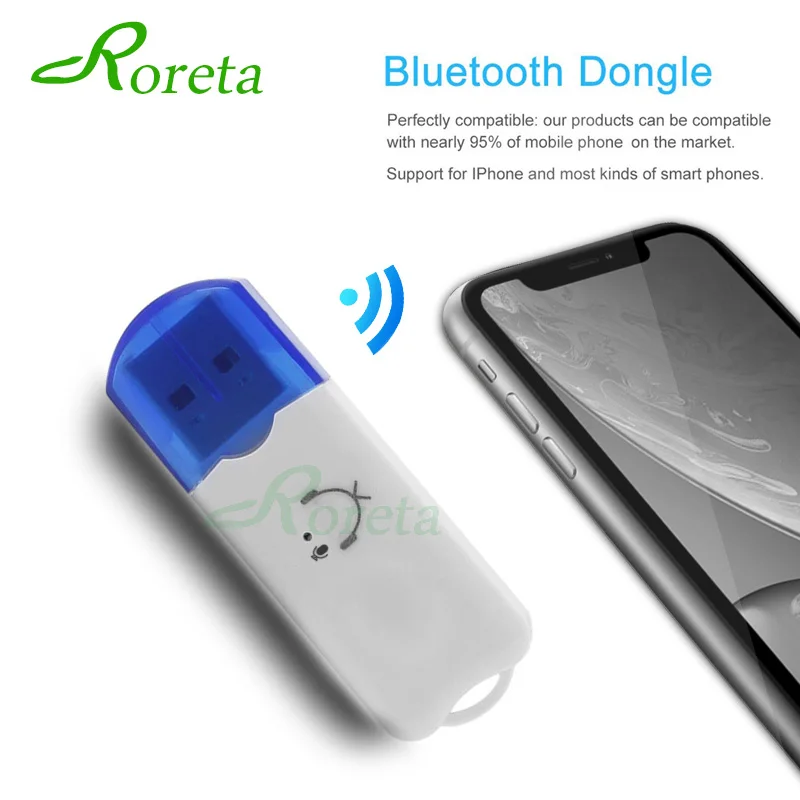 

Roreta USB Wireless Bluetooth Receiver Adapter Stereo Audio Music Receiver for Car Home Speaker Support Handsfree Function