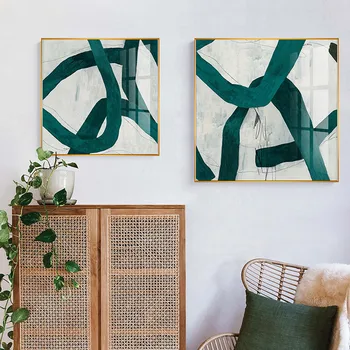 

Green Abstract Lines Canvas Painting Poster and Print Living Room Bedroom White Modern Pictures Wall Art Decoration Home Decor