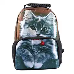 Рюкзак с 3D принтом животных и кошек, школьная сумка, большой емкости, рюкзак для спорта и отдыха на открытом воздухе