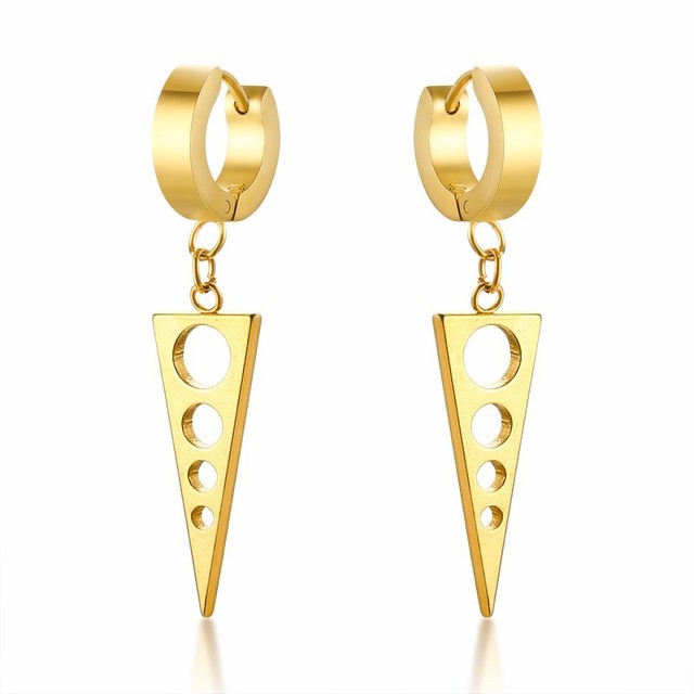 COLOR DANGLING TRIANGLE EARRING FOR MEN AND WOMEN STAINLESS STEEL EARRINGS