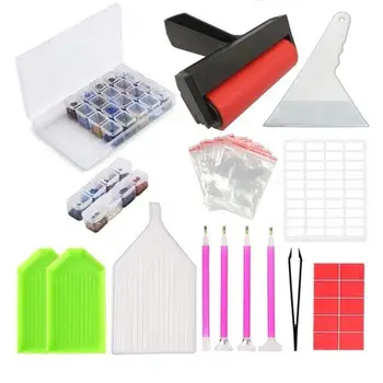 

DIY Diamond Paiting Kit Tools Diamond Embroidery Accessories Portable Bead Container Storage Box with Mosaic Glue Pen Tweezer