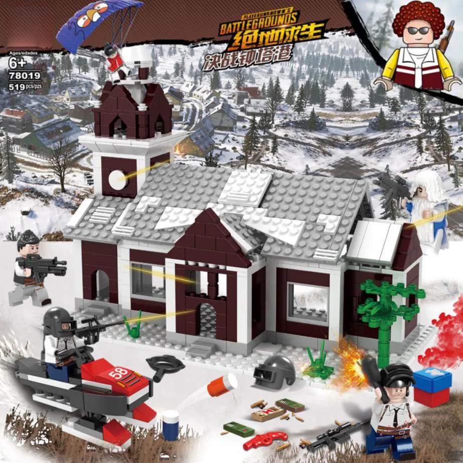 

Military game PUBG moc battle Bell Tower batisbricks building block army figures weapon gun battlefield bricks toys for gifts