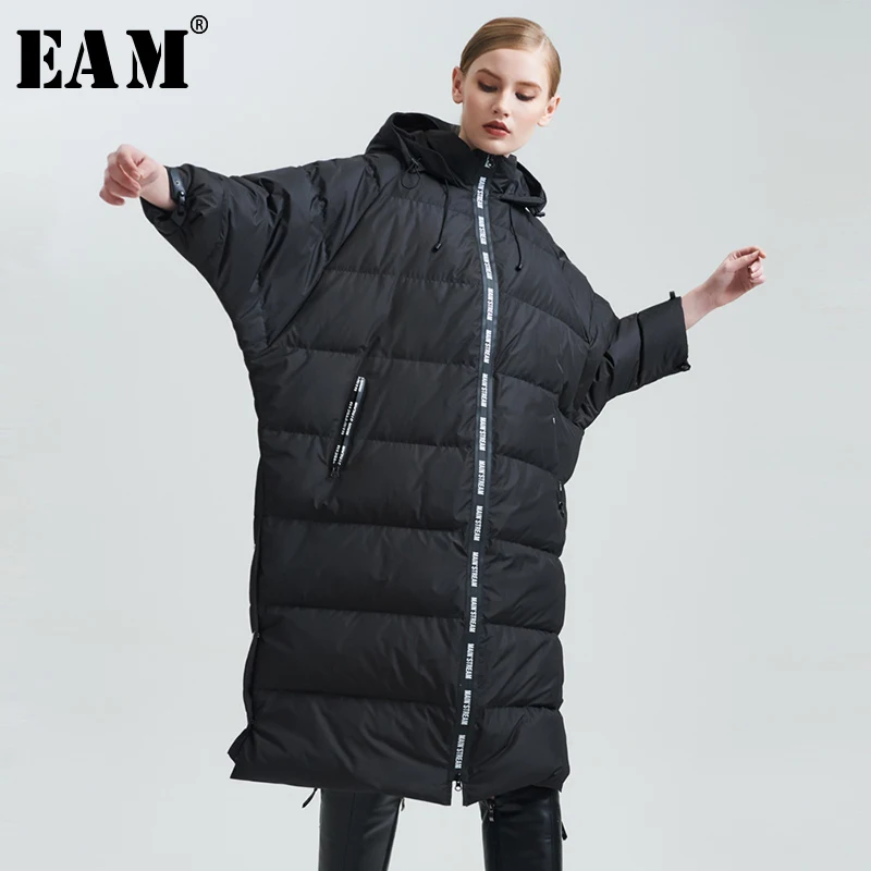 

[EAM] Loose Fit Big Size Oversize Pocket Down Jacket New Stand Long Sleeve Warm Women Parkas Fashion Autumn Winter 2019 1A381