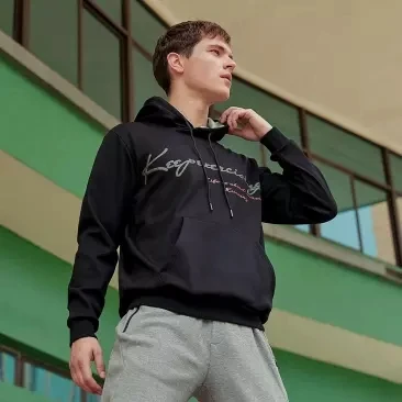 Xiaomi Fashion print Men's super soft velvet Contrast color Hooded sweater Soft and thick Autumn An