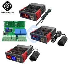Stc1000 3028 12v 110-220v linha de ponta de prova 20a controle de temperatura digital display led termostato com calor/instrumento de controle de refrigeração