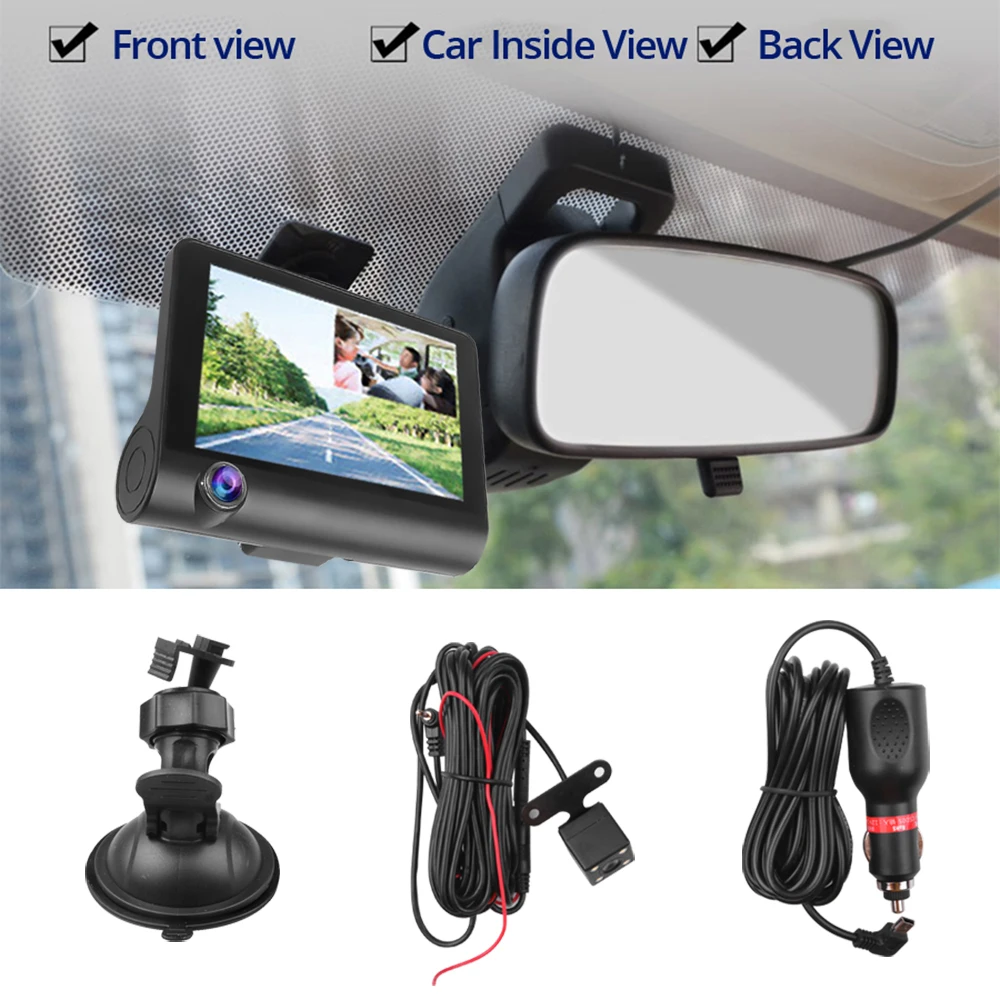 With Rearview Mirror Car Dvr 3 Cameras Full 1080p 4.0 Inch 170 Degree Dash Cam Dual Lens Video Driving Recorder Dashcam MD1 | Автомобили и