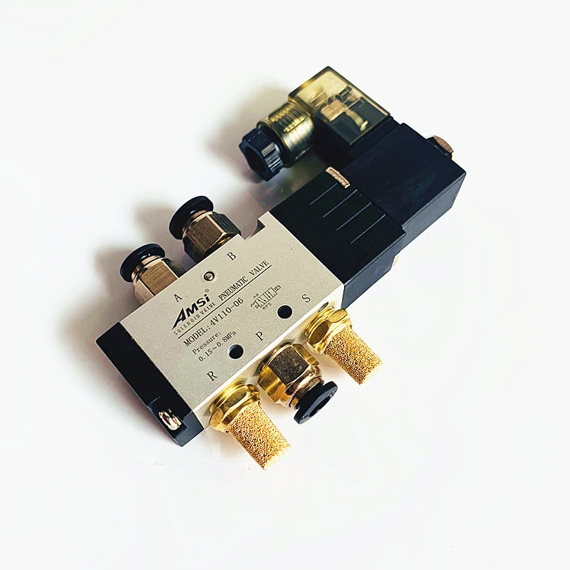 4V110-06 AC220V DC24V/12 V 2 Postion 5 way Пневматический электромагнитный клапан манипулятор аксессуары привод
