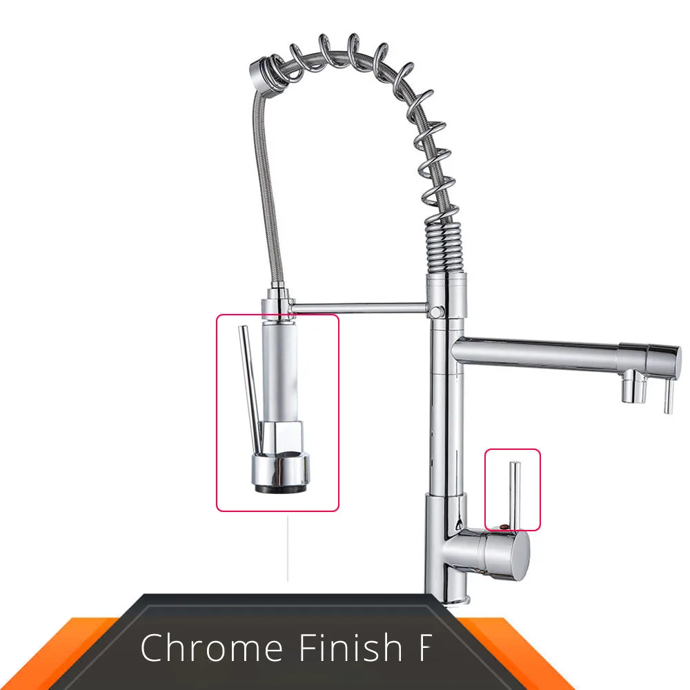 Rozin Chrome Spring Pull Down Kitchen Faucet Dual Outlet Spouts 360 Swivel Handheld Shower Kitchen Mixer Crane Hot Cold Taps pull down kitchen faucet Kitchen Fixtures