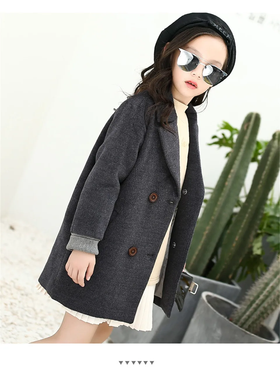 Autumn New Girls Wool Coat Kid Girl Jackets Winter Wool Coat For Girls Teens Children Outerwear Windbreaker 5-10 Years Old