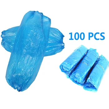 

100pcs/pack Durable Plastic Sleeves Cover Waterproof Disposable Cleaning Sleeves Elastic Cover Household Clean Supplies