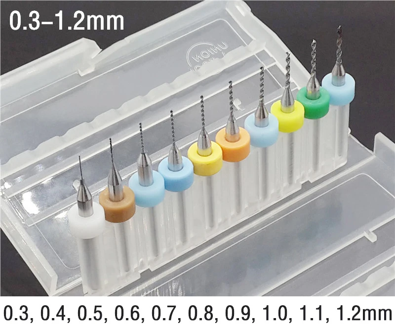 10 шт. набор 0,1 мм-2,0 мм Высокое качество твердого сплава печатная плата карбида микро-сверла, инструмент SMT CNC 1/8 спиральная флейта Bi