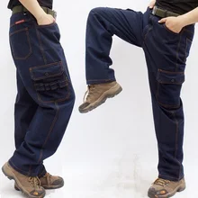 Мужские джинсы свободные повседневные брюки карго мужские прямые мешковатые из джинсовой ткани брюки мужские брюки комбинезоны большого размера S-4XL