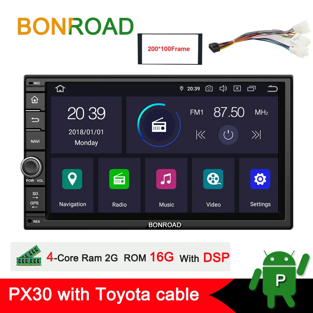 Bonroad " 2Din Android автомобильный мультимедийный стерео плеер для Nissan для hyundai для Kia gps навигация Радио Видео с RDS(без DVD - Цвет: PX30  Toyota cable