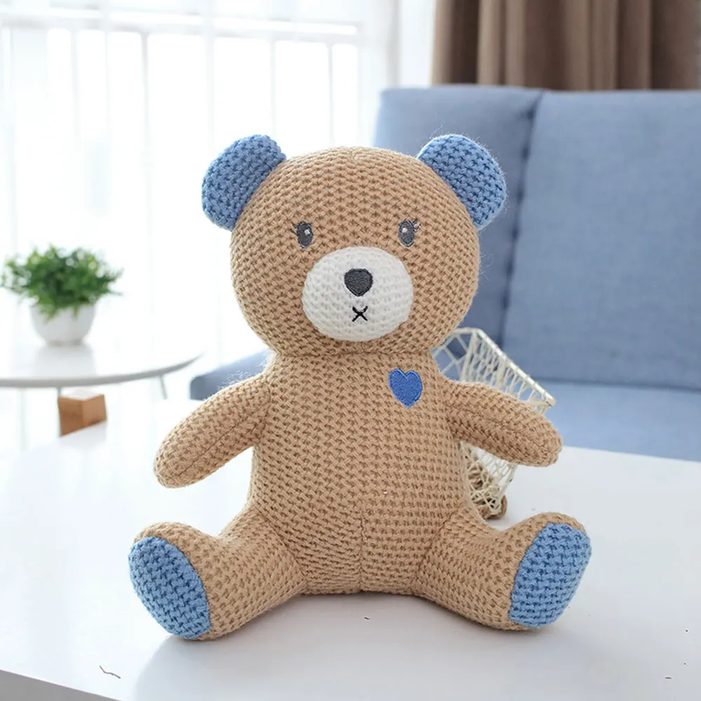 

23cm Baby Knitting Toys Boys Girls Soft Dolls Cartoon Bear Elephant Dinosaur Kids Cute Stuffed Toys Children Gifts Infants Dolls