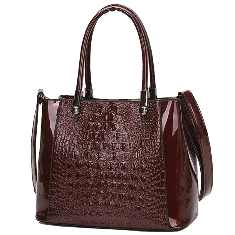 

Designer Crocodile Bags Women's Leather Spanish Brand Luxury Women's Fashion Shoulder Bag Large Capacity Shiny Cowhide Handbags