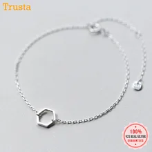 Trusta 925 пробы серебряные Модные женские ювелирные изделия полый браслет из шестиугольников 15 см для подарка девушки леди дропшиппинг DS308