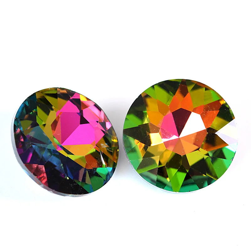 

28mm 7pcs Many Colors Gem Flower Round Rhinestone Crystal Glass Strass Fancy Stone Pointback Rhinestones Jewelry Making Y3748