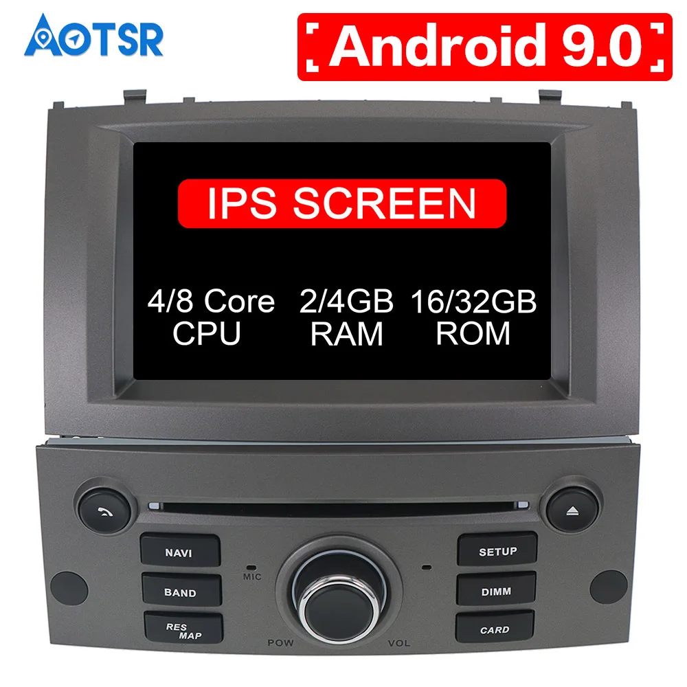 Top Android 9.0 9.1 Car DVD Player GPS Glonass Navigation for Peugeot 407 2004-2010 4GB RAM 32GB ROM Multimedia Radio Stereo DSP 3