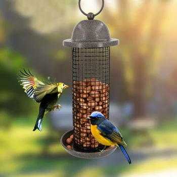 

Bird Feeder Backyard Nuts Portable Food Dispenser With Hanging Ring Metal Mesh Indoor Outdoor Parrot Canary Park Pet Supplies