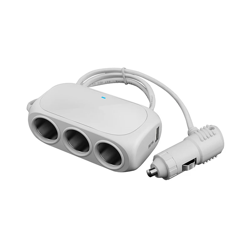 Универсальный 3 в 1 автомобиля Зарядное устройство 12 V-24 V Dual USB Автомобильное зарядное устройство 3 Разъем зажигалки для сигарет прочный черный/Белое автомобильное зарядное устройство для поездок на автобусе, грузовых автомобилей - Название цвета: Белый