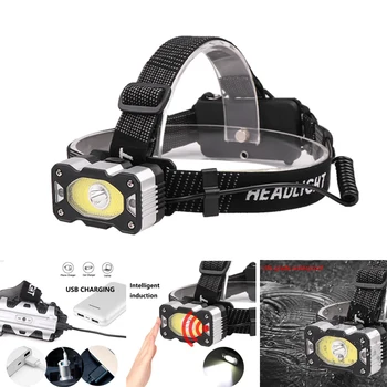 

5 Modes Powerful COB LED Headlight Rechargeable Headlamp Torch Flashlight Waterproof Hunting Fishing Light Outdoor