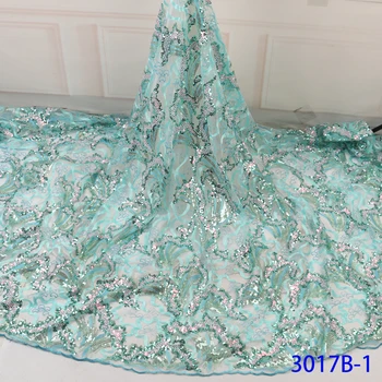 

Elegant African Tulle Lace Fabric Sequins Fabric African Dress Tulle Lace Designer Fabric High Quality Evening Dress GD3017B-1
