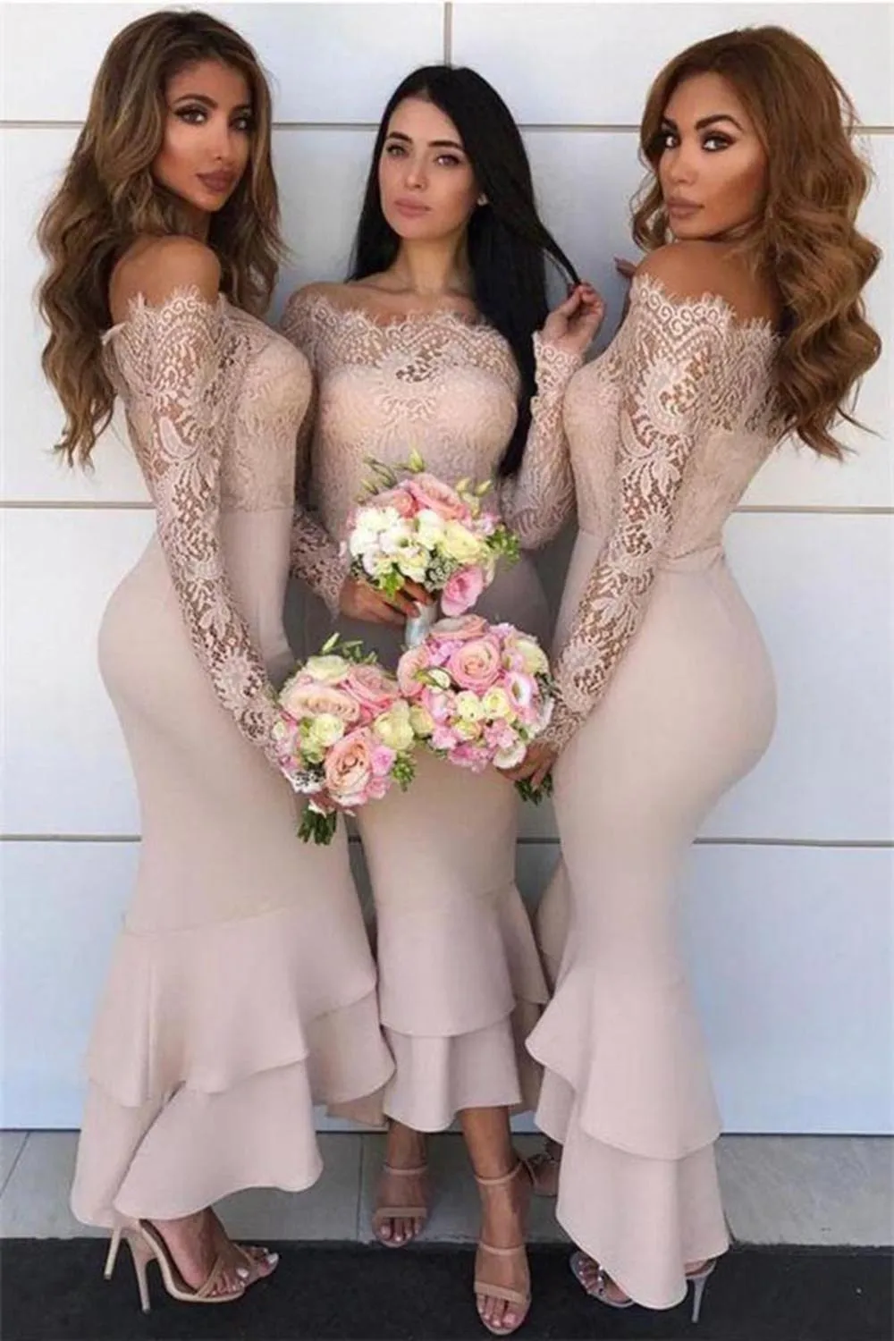 Vestido Para Festa платье для свадебных платьев элегантное платье с открытыми плечами кружево, платье подружки невесты, платья с длинными рукавами