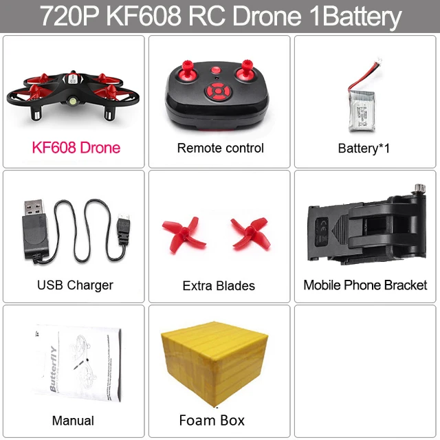 KF608 мини Радиоуправляемый Дрон с 720P wifi камерой Квадрокоптер режим удержания высоты Безголовый 3D переключатель скорости мини Радиоуправляемый квадрокоптер игрушки - Цвет: KF608 720P 1B FB