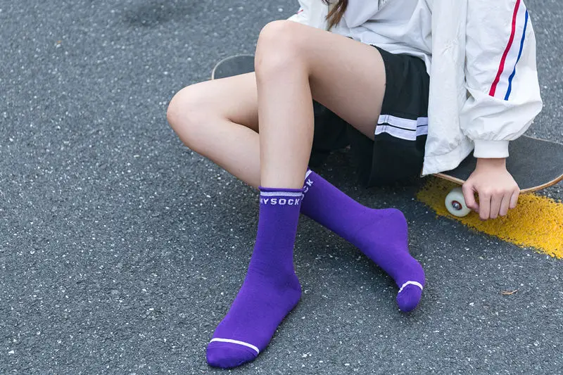 1Pairs Winter New Products Candy-colored Silver Onion Curling Women's Socks Letter Cotton Ladies Tube Socks Christmas Socks