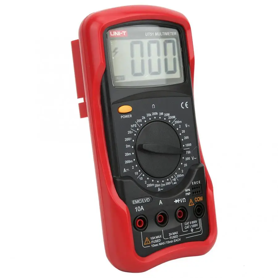 UNI-T UT51 True RMS Digital Multimeter Resistance Capacitance AC DC Current Voltage LCD Display Low Voltage Prompt
