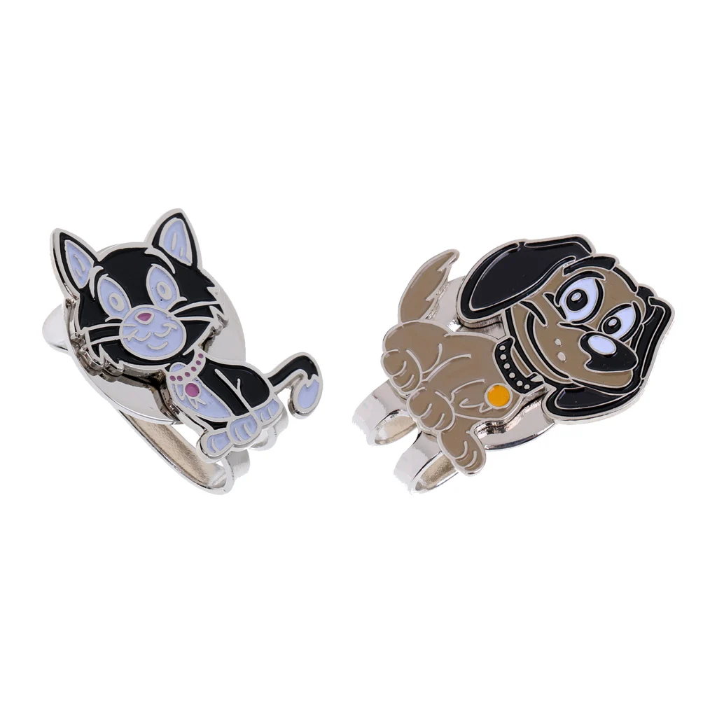 Cute Cat & Dog Golf Ball Markers with Magnetic Golf Hat Clip, Set of 2