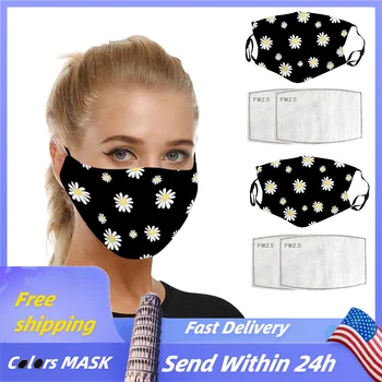 

2+2pc Reusable printed breathable and reusable masks available in stock PM2.5 air filter masks breather mask with filter,mascara