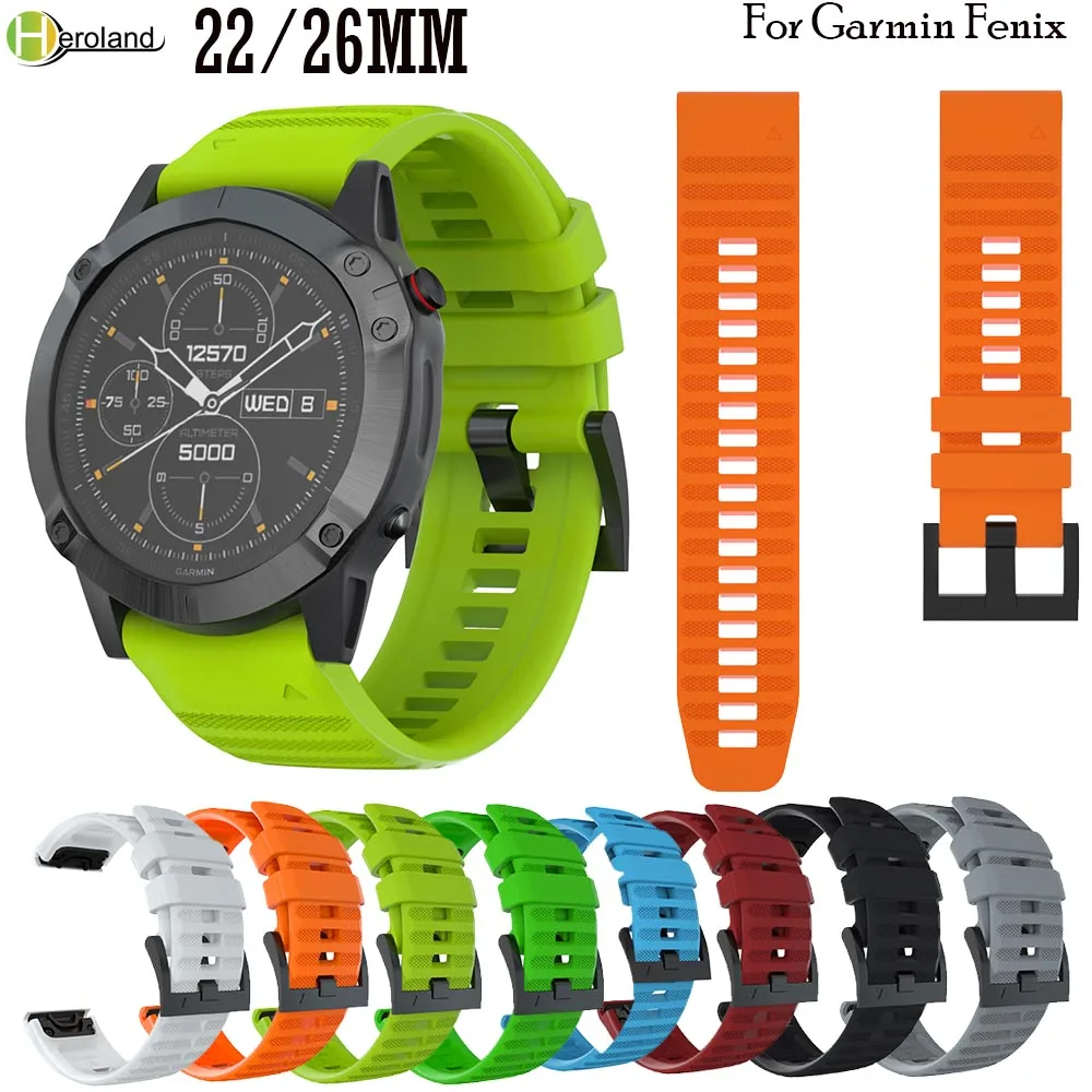 22 26 Millimetri A Sgancio Rapido Del Cinturino Della Cinghia Per Garmin Fenix 6X /Fenix 6 /5X/5/ Fenix 3 3 Hr 945 935 Easyfit Del Silicone Di Sport D