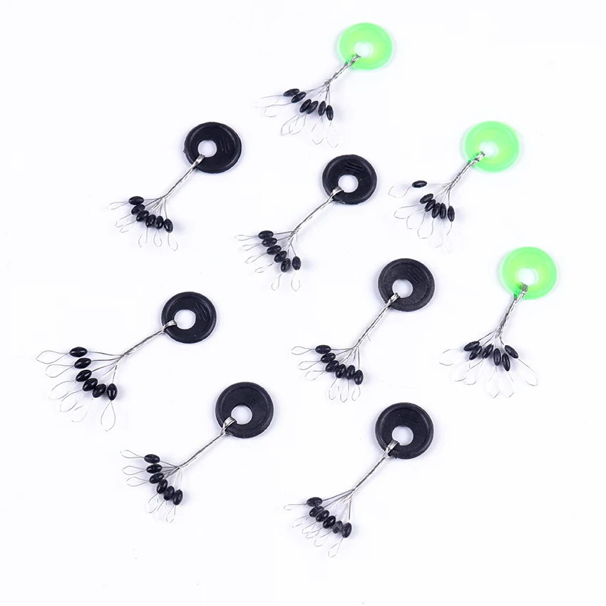 60PCS/10 Group S M L Black Rubber Oval Stopper Float Fishing Bobber Float For Sea Carp Fly Fishing Accessories