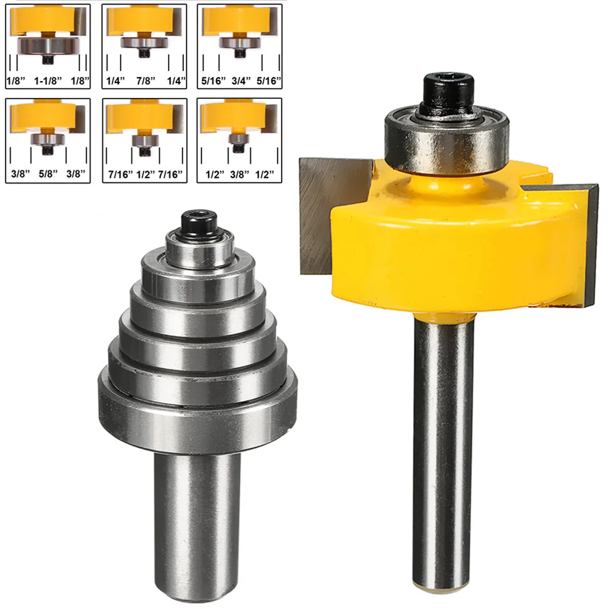 

2pcs/set Router Bit With 6 Bearings Cutter Set -1/2''H - 1/4'' Shank For Solid Wood New Arrival