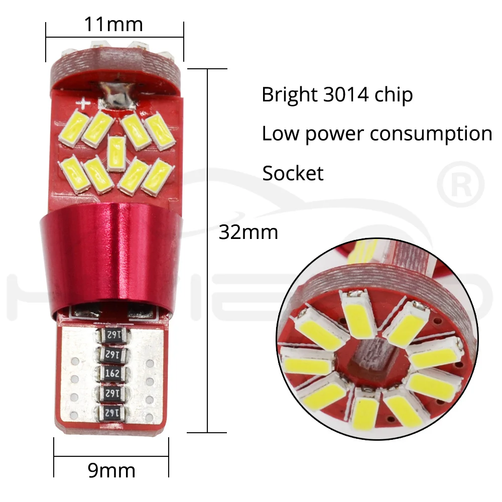 Hviero High Qualit T10 Bulb W5W LED auto car 27smd 3014 168 194 t10 led License Plate Light Reading Door Parking Signal Lamp 12V
