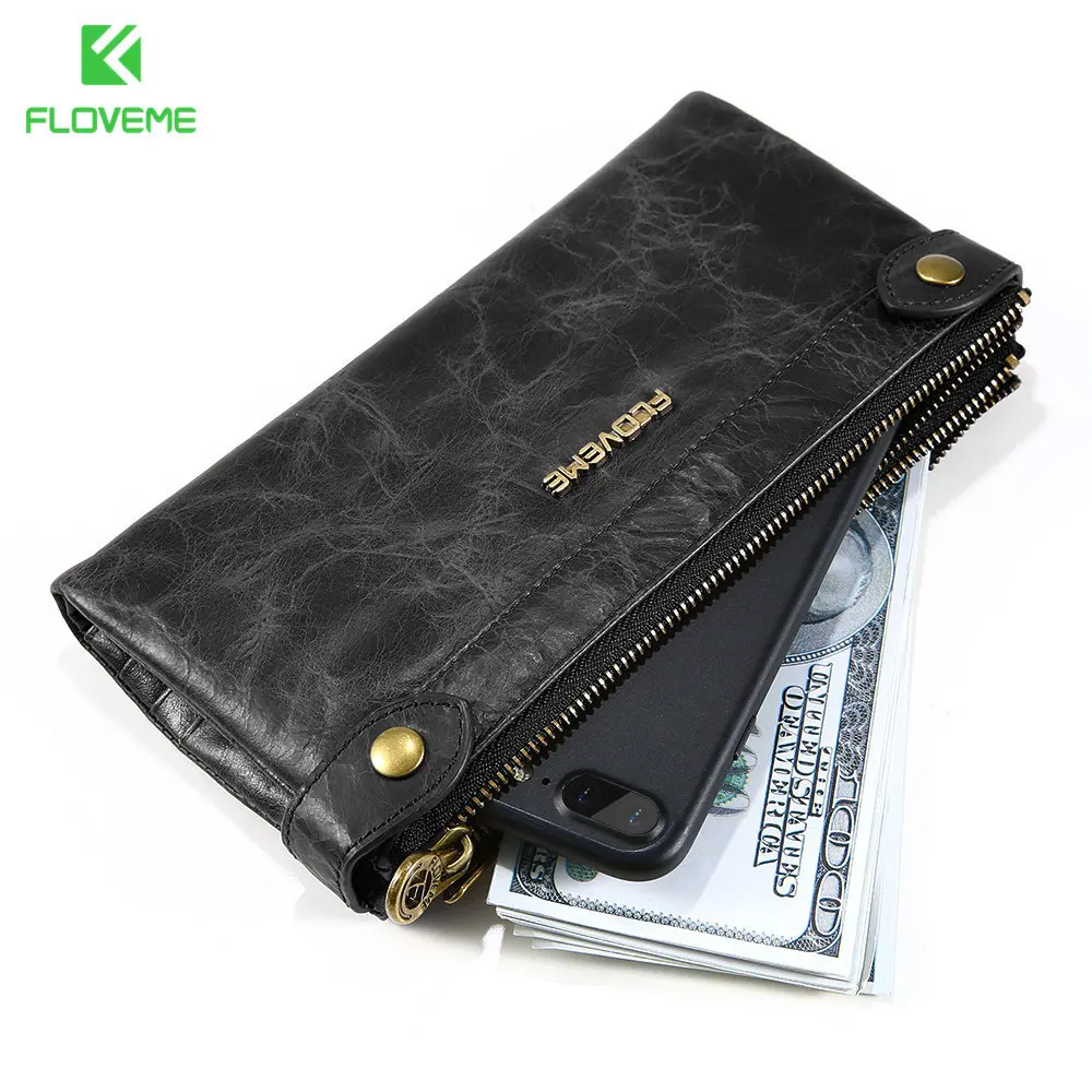 

Genuine Leather Women Cellphone Pouch Wallet Large Capacity Three Layers Zipper Coin Purse Female Wrist Bag Clutch New