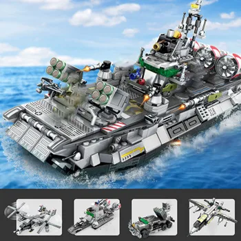 

701pcs 4 In 1 Military Series Hovercraft Model Educational Building Blocks Brick Collective Toy for Children Christmas Presents