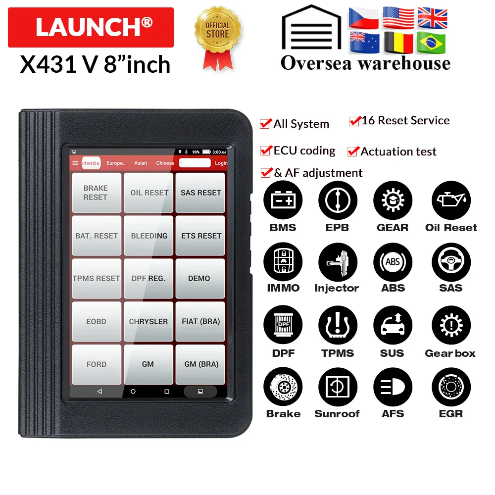 Launch X431 V 8 полная система авто диагностический инструмент Поддержка Bluetooth/Wifi 2 года