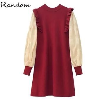 

Women Knitted Sweater Ruff Dress Autumn Winter 2020 Casual Long Sleeve Loose Sweet Cute Dresses Female Plus Size 3XL Clothing