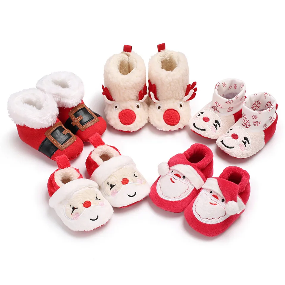Горячая Распродажа; обувь для малышей в рождественском стиле; теплая зимняя обувь для маленьких мальчиков и девочек; кроссовки из флока для малышей; мягкие детские ботинки